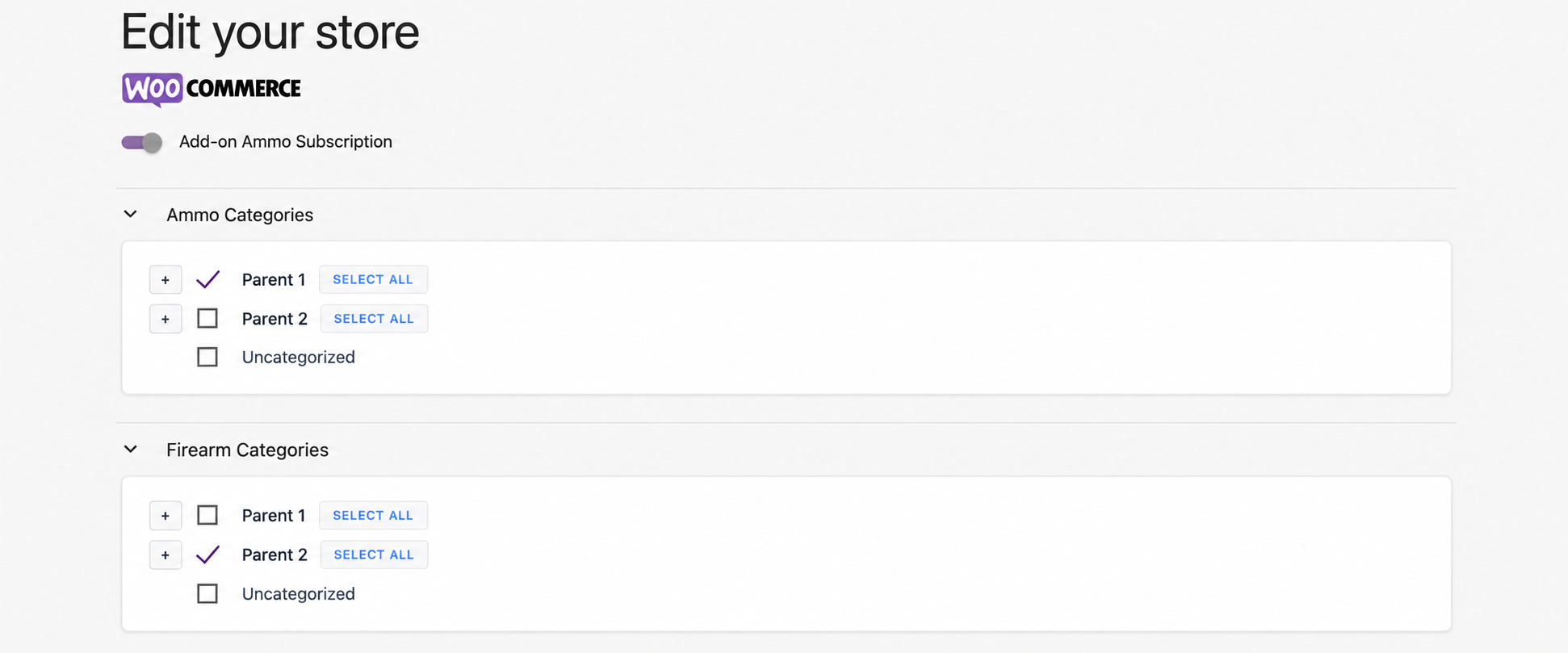 WooCommerce product editor showing the FFL-required product type option.